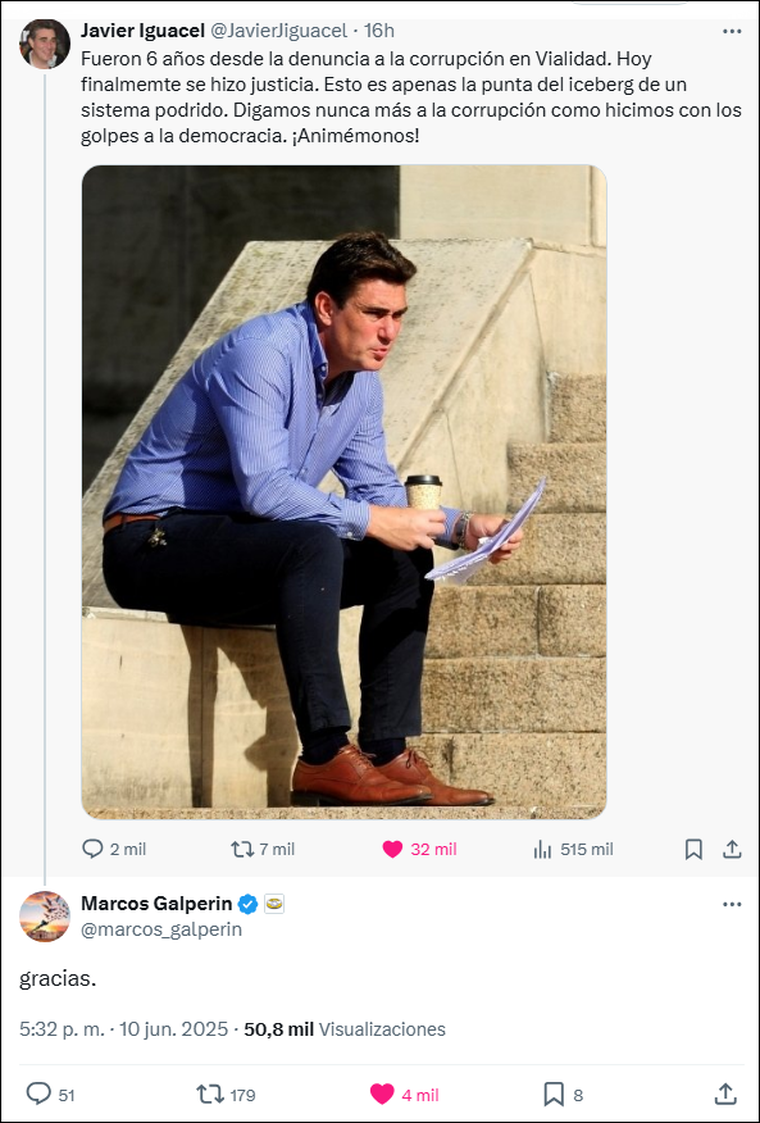 Marcos Galperín le agradeció a Javier Iguacel. Marcos Galperín le agradeció a Javier Iguacel.