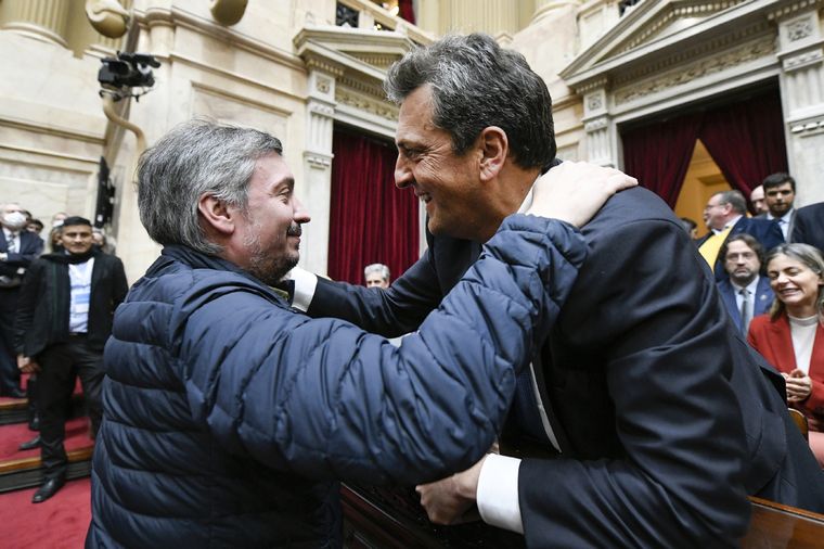La buena relación de Massa con Máximo Kirchner empezó a sufrir sobresaltos tras la llegada del tigrense al Palacio de Hacienda y los dichos del diputado sobre el acuerdo con el Fondo. Foto: Telam