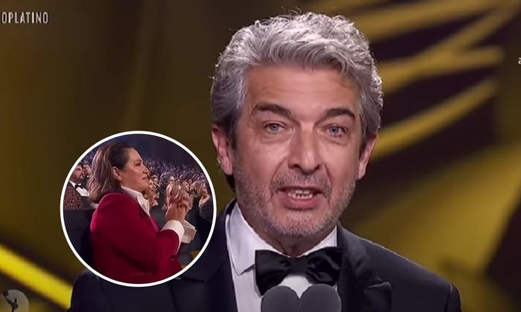 Ricardo Darín recibió el Premio Platino por su interpretación en Argentina, 1985 Su esposa, Florencia Bas, estuvo ahí, en primer fila Foto: Captura de TV