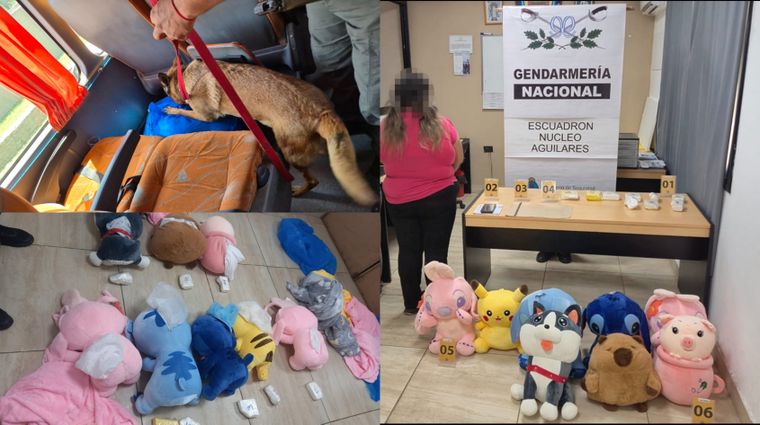 Dentro de los peluches había un total de 2 kilos y 850 gramos de cocaína con destino a Mendoza.