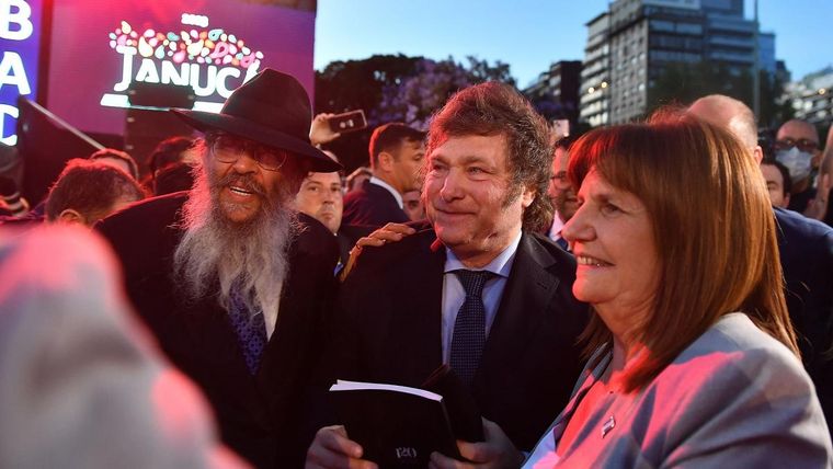 Javier Milei participó de la Janucá junto a la comunidad judía Foto: Télam