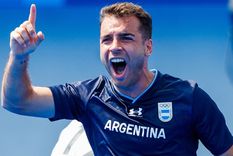 Tomás DOmene celebra el primer gol argentino. Foto: Federación Internacional de Hockey Tomás DOmene celebra el primer gol argentino. Foto: Federación Internacional de Hockey