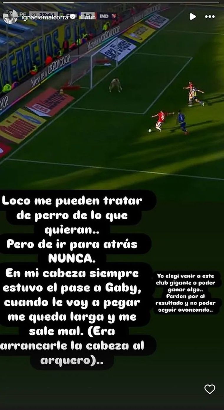 El posteo de Ignacio Malcorra en su cuenta de Instragram. El posteo de Ignacio Malcorra en su cuenta de Instragram.