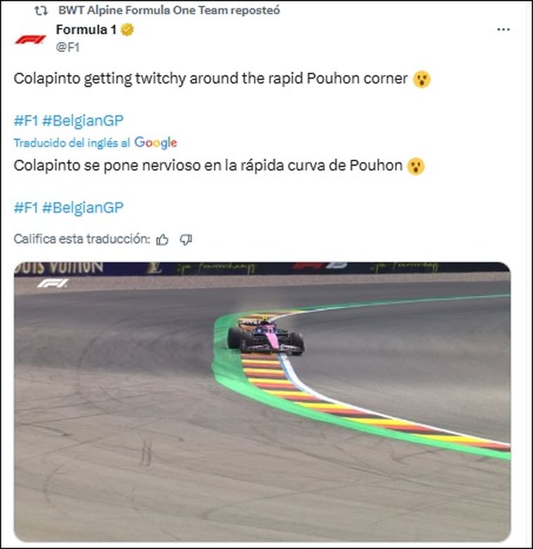 El simpático elogio de la Fórmula 1 a Franco Colapinto El simpático elogio de la Fórmula 1 a Franco Colapinto