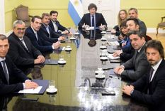 La foto con Javier Milei que marcó el surgimiento de los radicales libertarios antes de la votación del veto a la reforma jubilatoria. Foto: Presidencia