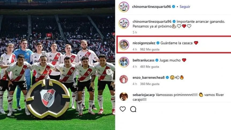 El comentario de Nicolás González que no pasó desapercibido por los hinchas de River. Foto: @chinomartinezquarta96 El comentario de Nicolás González que no pasó desapercibido por los hinchas de River. Foto: @chinomartinezquarta96