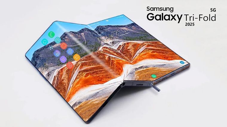 El Galaxy TriFold permitirá usar tres apps simultáneamente en una enorme pantalla multitarea. El Galaxy TriFold permitirá usar tres apps simultáneamente en una enorme pantalla multitarea.