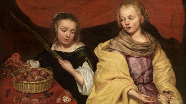 "Dos niñas como Santa Inés y Santa Dorotea" es una de las obras de  Michaelina Wautier (c. 1617-1689). Aunque tuvo mucho éxito en su época, sus impresionantes pinturas y su lugar en la historia del arte casi se perdieron en el siglo XVIII.