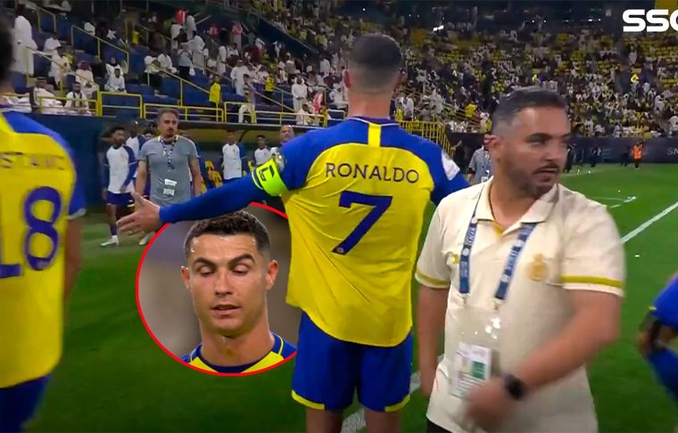 Cristiano Ronaldo le hizo un fuerte reproche a su cuerpo técnico al irse en desventaja al entretiempo.