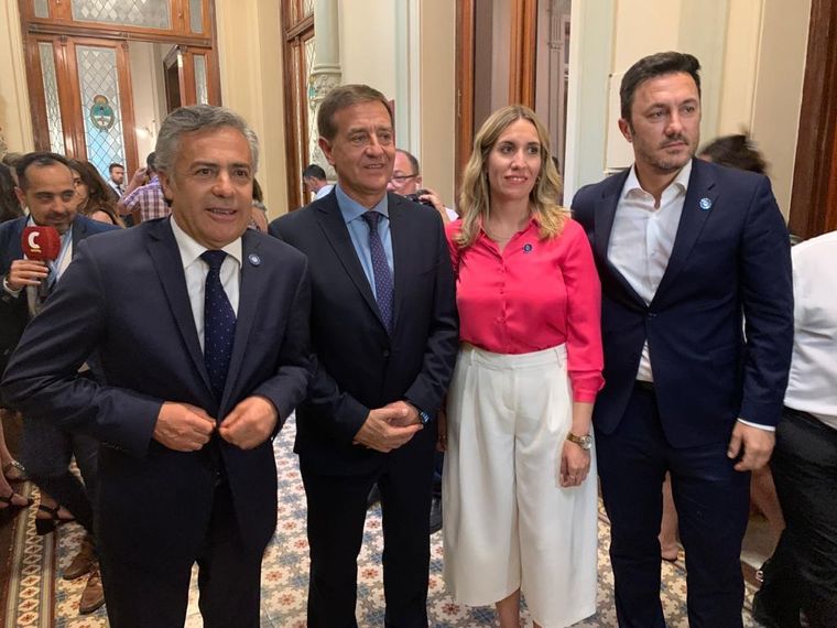 Cornejo, Suarez, Latorre y Petri en la asunción de Alberto Fernández.