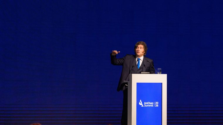 Milei habló durante 40 minutos en el evento de AmCham