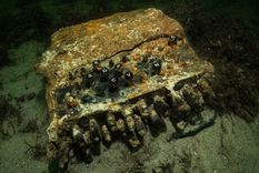 La máquina Enigma fue hallada en el lecho marino en la bahía de Geltinger.