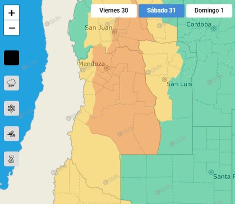 Mendoza continúa bajo alerta por tormentas severas, según el SMN. Mendoza continúa bajo alerta por tormentas severas, según el SMN.