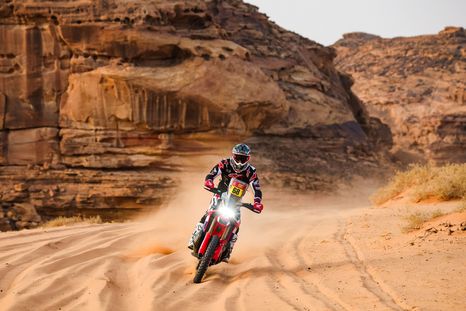 Tosha Schareina celebró su victoria en la Etapa 4 del Rally Dakar 2026, disputada entre las dunas y caminos de AlUla. Tosha Schareina celebró su victoria en la Etapa 4 del Rally Dakar 2026, disputada entre las dunas y caminos de AlUla.