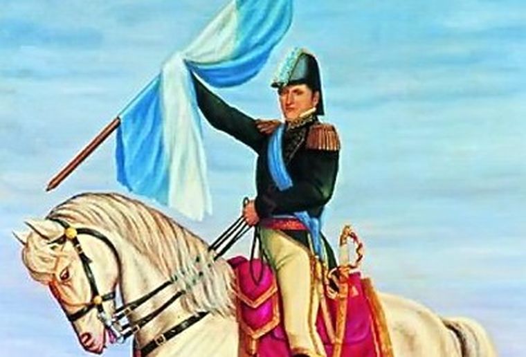 Detalle del cuadro "Manuel Belgrano sostiene el alto la Bandera de la Patria", de Rafael del Villar (1823). Foto: es.wikipedia.org Detalle del cuadro "Manuel Belgrano sostiene el alto la Bandera de la Patria", de Rafael del Villar (1823). Foto: es.wikipedia.org