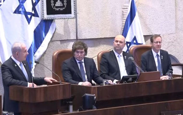 Milei y Netanyahu en el Parlamento de Israel