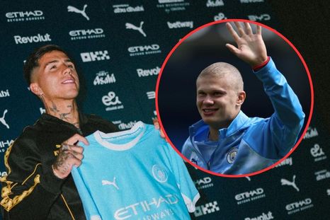 Haaland y una particular bienvenida a Enzo Fernández, su nuevo socio en el City.