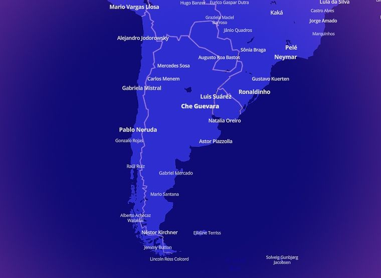 El Che Guevara es la persona más famosa del país, según el mapa Foto: Notable People