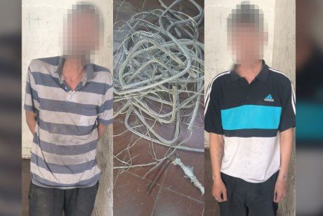 Los dos sospechosos detenidos por el robo de cables en Las Heras.&nbsp;