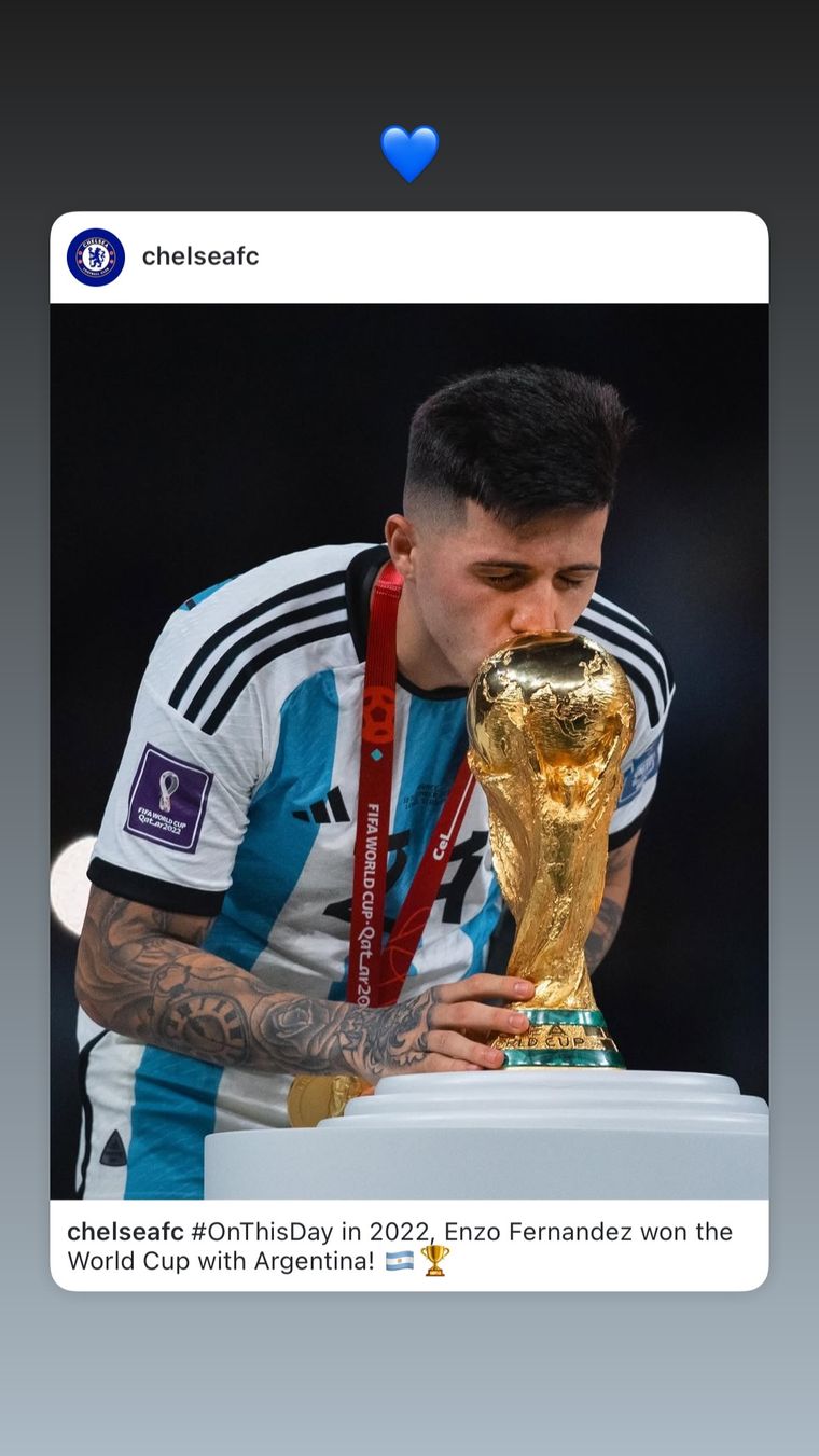 La reacción de Enzo Fernández a un posteo del Chelsea. La reacción de Enzo Fernández a un posteo del Chelsea.