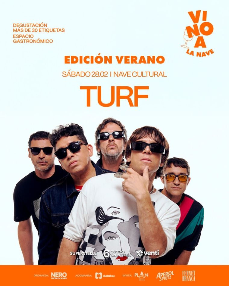 Vino a la Nave vuelve a Ciudad de Mendoza con Turf como show principal. Vino a la Nave vuelve a Ciudad de Mendoza con Turf como show principal.