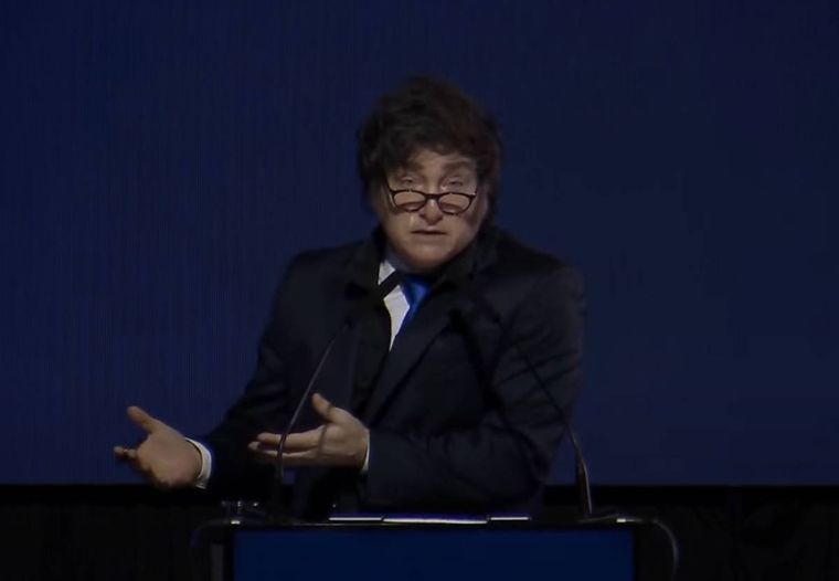 Javier Milei dio un discurso en Rosario el viernes tras el escándalo en la Andis.