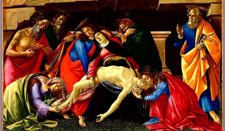 Lamentación sobre Cristo muerto Sandro Botticelli Una de las obras estudiadas: Lamentación sobre Cristo muerto, de Sandro Botticelli. Foto: AltePinakothek.