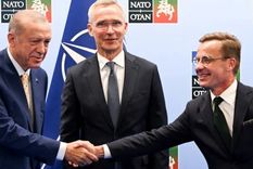 Líderes: Recep Tayyip Erdogan, Jens Stoltenberg y Ulf Kristersson. Foto: Efe. Líderes: Recep Tayyip Erdogan, Jens Stoltenberg y Ulf Kristersson. Foto: Efe.