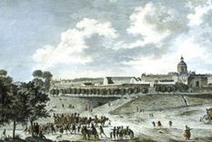 La Salpêtrière en un grabado de circa 1780. En la parte inferior izquierda se ve a un grupo de prostitutas que están siendo llevadas a la prisión. Foto: SCIENCE PHOTO LIBRARY