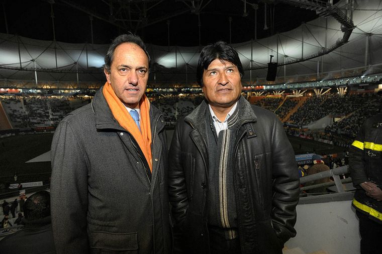 Sciopli con Evo Morales Foto: Prensa Prov. de Buenos Aires