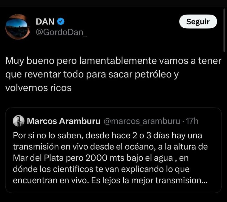 El posteo del Gordo Dan referido al streaming del CONICET. El posteo del Gordo Dan referido al streaming del CONICET.