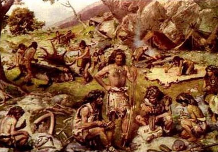 Recreación de la vida diaria de los primitivos humanos.