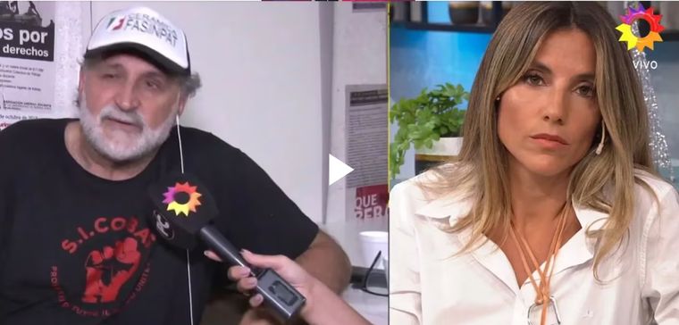 Eduardo Belliboni y Belén Ludueña se cruzaron en un móvil de televisión. Foto: Captura de video