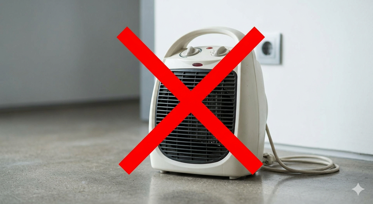 Adiós al caloventor para calefaccionar. Fuente: IA Gemini.