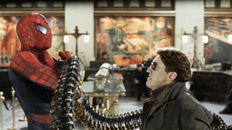 Escenas icónicas de las películas de Tobey Maguire como Spider-Man. Escenas icónicas de las películas de Tobey Maguire como Spider-Man.