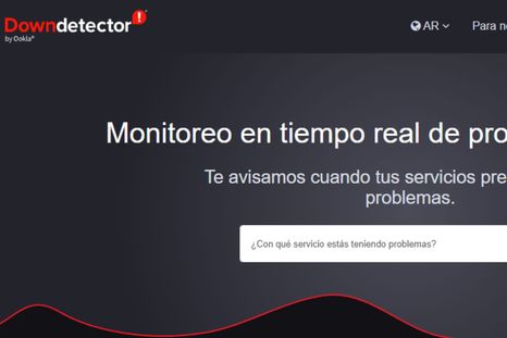 Así es la página principal de Downdetector.
