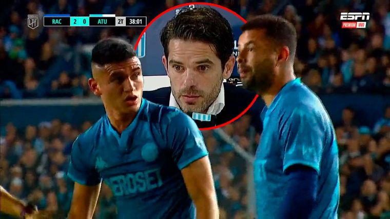 Alcaraz y Cardona tuvieron un enfrentamiento por un tiro libre en el Racing-Atlético Tucumán.
