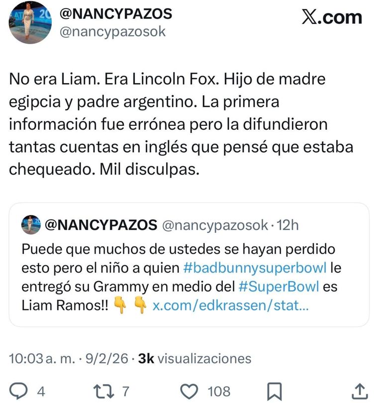 La periodista pidi&oacute; disculpas por la informaci&oacute;n err&oacute;nea que comparti&oacute;.