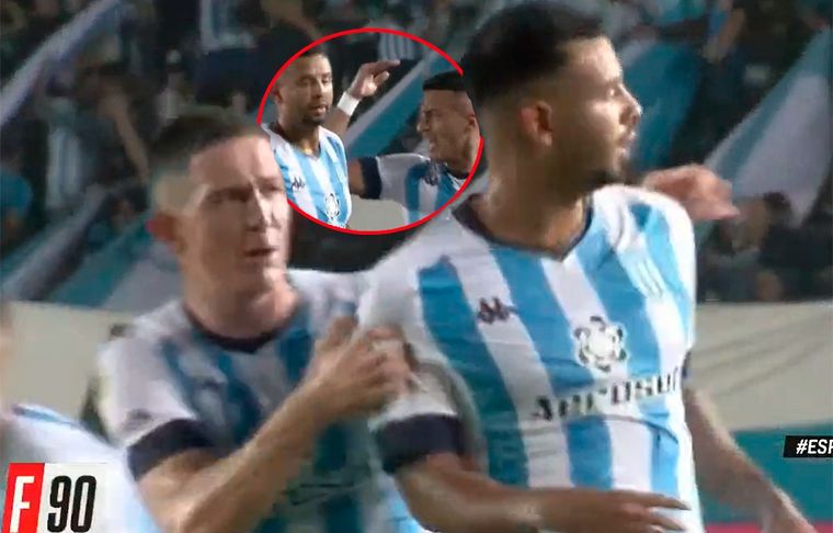 Cardona y su festejo provocador con la hinchada de Racing.