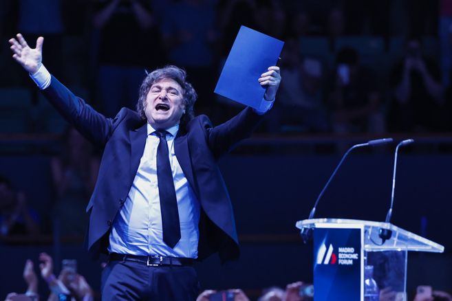 Javier Milei en el foro económico de Madrid en 2025