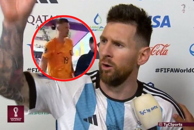 Messi y su cruce con Weghorst, el 19 de Países Bajos. Foto: TyC Sports