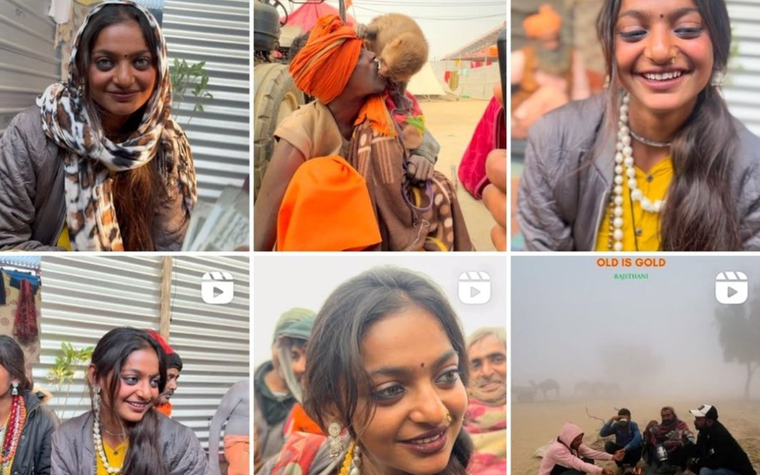 Monalisa vendía flores en una peregrinación religiosa a orillas del Ganges cuando fue captada por la cámara de un influencer y ahora es famosa por su belleza en toda la India. Foto: X. @Periodistán