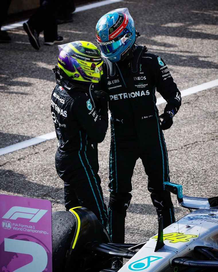 Hamilton y Russell saldrán desde la primera fila en el Gran Premio de Brasil. Foto: @f1