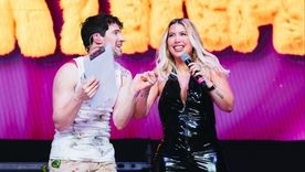 Martín Cirio junto a Wanda Nara en el Movistar Arena. Martín Cirio junto a Wanda Nara en el Movistar Arena.