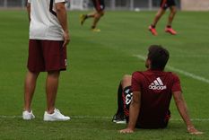 Gallardo junto a Ponzio en la práctica de hoy. River Plate Foto: River Plate