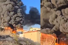 Las imágenes del fuego y el humo tras el impacto del cohete Foto: X