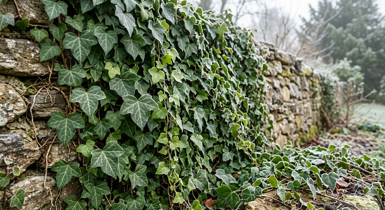 La hiedra resiste al frío. Fuente. IA Gemini.