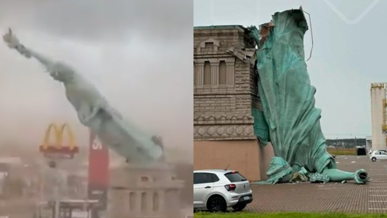 La réplica de la Estatua de la Libertad en Brasil se desplomó el lunes por la tarde.