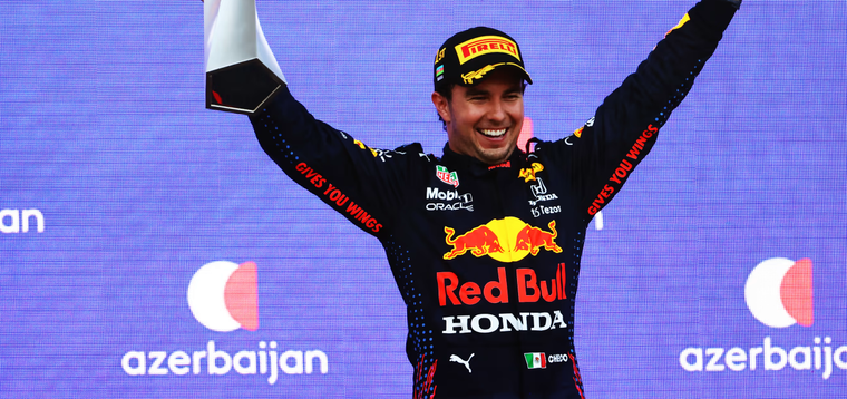 A los 32 años Checo Pérez ya es uno de los deportistas más reconocidos de su generación, con una gran cantidad de carreras ganadas. Foto: RedBull.com - https://img.redbull.com/images/c_limit,w_1500,h_1000,f_auto,q_auto/redbullcom/2021/6/6/b3jlconumau398sdmr29/sergio-perez-azerbaijan-grand-prix-2021
