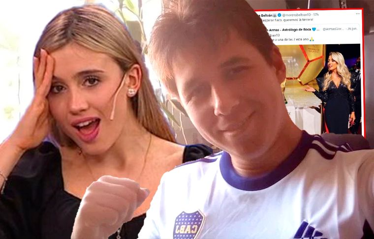 Morena Beltrán le contestó a Giorgio Armas, el astrólogo de Boca que la había piropeado en Twitter.